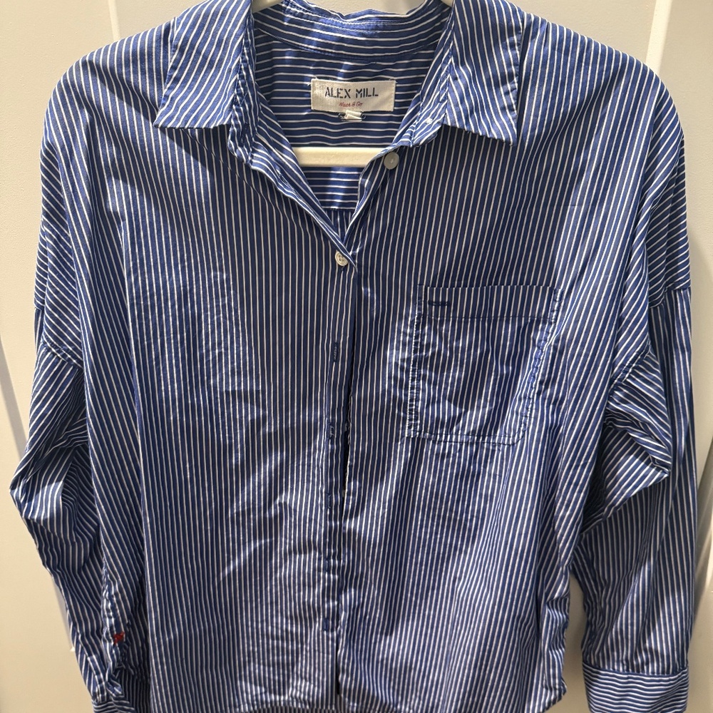 Alex Mill "Jo" Button Down, Blue/Wht Stripes, Sz Sm
